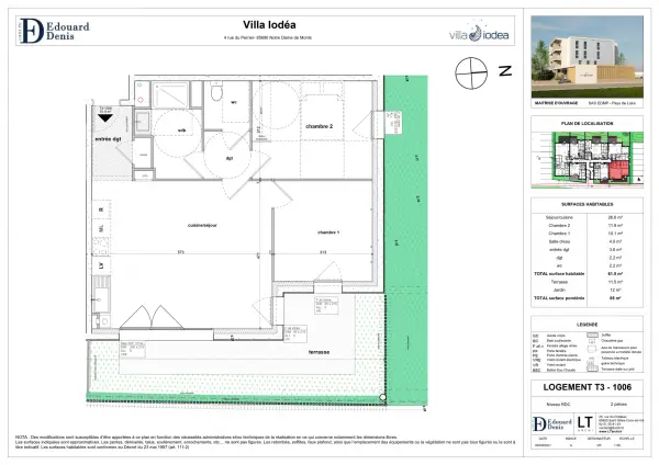 Notre-Dame-de-Monts 85690 – Vente appartement 3&nbsp;pièces 2&nbsp;chambres