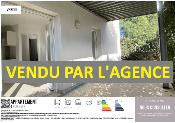 Perpignan 66000 – Vente appartement 3&nbsp;pièces 2&nbsp;chambres