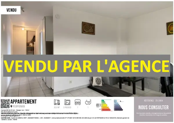 Perpignan 66100 – Vente appartement 2&nbsp;pièces 1&nbsp;chambre