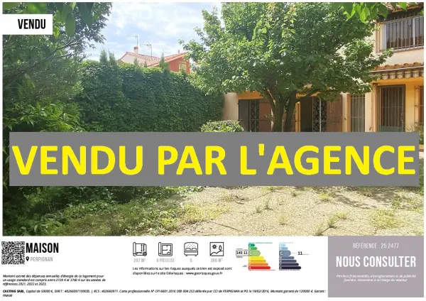 Perpignan 66100 – Vente maison/villa 6&nbsp;pièces 5&nbsp;chambres
