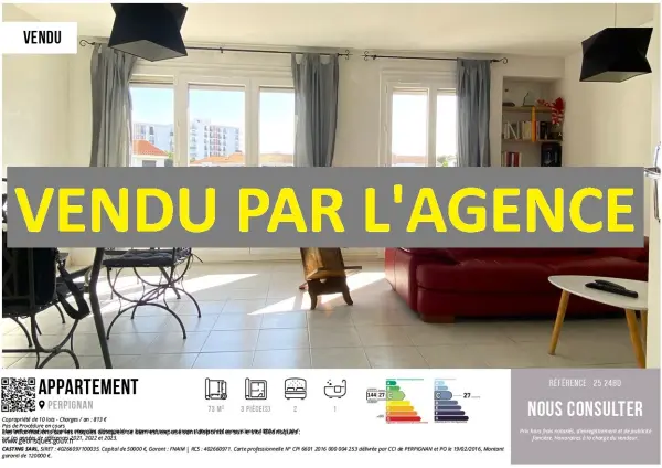 Perpignan 66100 – Vente appartement 3&nbsp;pièces 2&nbsp;chambres