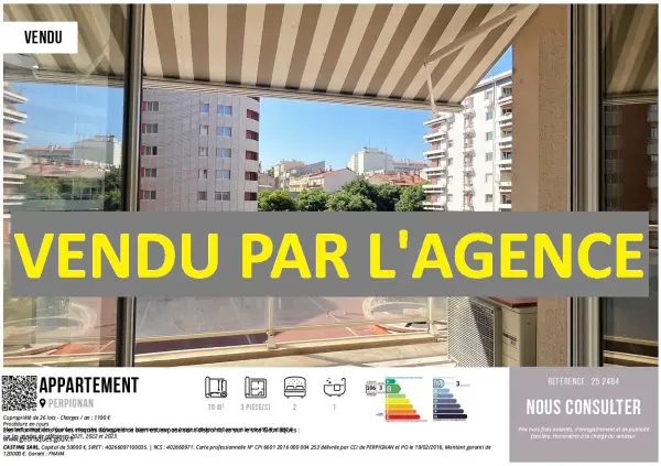 Perpignan 66000 – Vente appartement 3&nbsp;pièces 2&nbsp;chambres