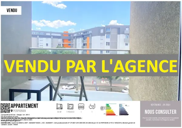 Perpignan 66100 – Vente appartement 1&nbsp;pièce 1&nbsp;chambre