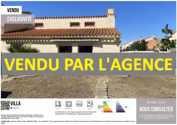 Bompas 66430 – Vente maison/villa 3&nbsp;pièces 2&nbsp;chambres