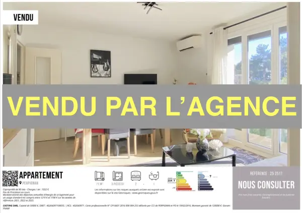 Perpignan 66100 – Vente appartement 3&nbsp;pièces 2&nbsp;chambres