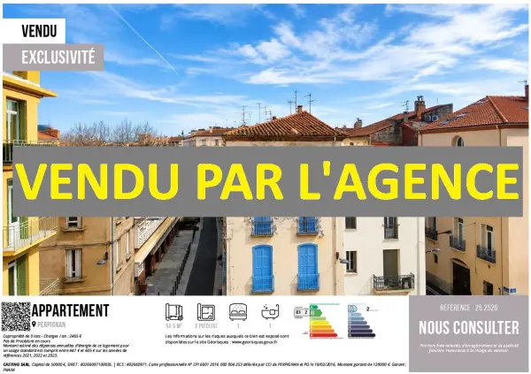 Perpignan 66000 – Vente appartement 2&nbsp;pièces 1&nbsp;chambre