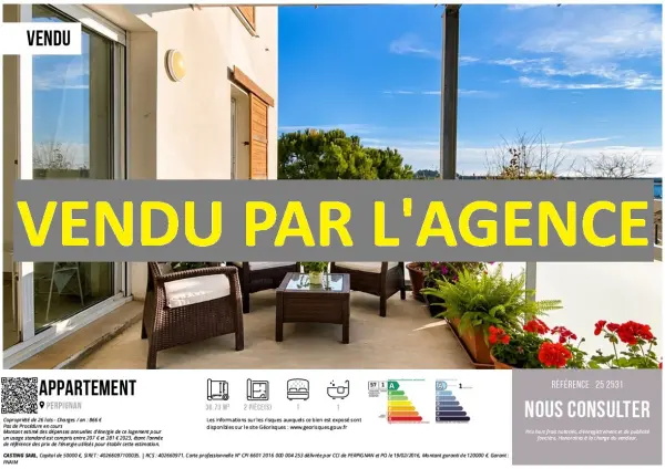 Perpignan 66100 – Vente appartement 2&nbsp;pièces 1&nbsp;chambre