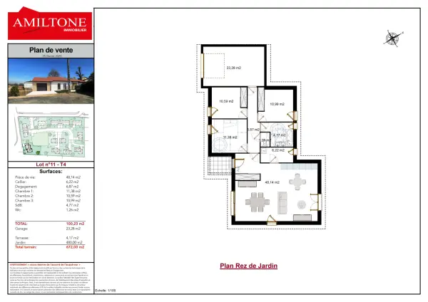 Guéreins 01090 – Vente maison/villa 4&nbsp;pièces 3&nbsp;chambres