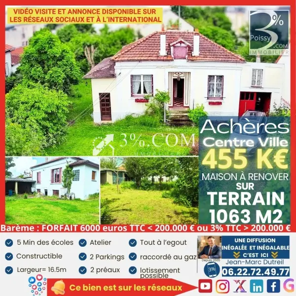 Achères 78260 – Vente terrain 4&nbsp;pièces 2&nbsp;chambres