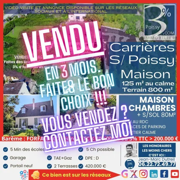 Carrières-sous-Poissy 78955 – Vente maison/villa 7&nbsp;pièces 4&nbsp;chambres