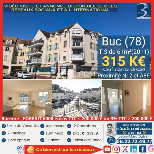 Buc 78530 – Vente de prestige appartement 3&nbsp;pièces 2&nbsp;chambres