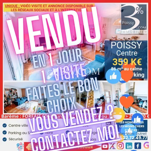 Poissy 78300 – Vente appartement 4&nbsp;pièces 3&nbsp;chambres