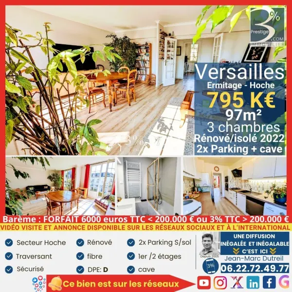 Versailles 78000 – Vente de prestige appartement 4&nbsp;pièces 3&nbsp;chambres