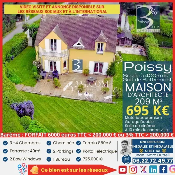 Poissy 78300 – Vente de prestige maison/villa 7&nbsp;pièces 3&nbsp;chambres