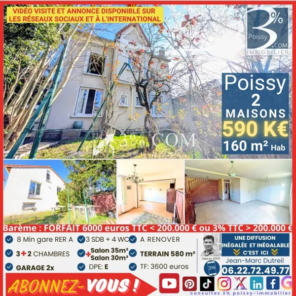 Poissy 78300 – Vente de prestige maison/villa 7&nbsp;pièces 5&nbsp;chambres
