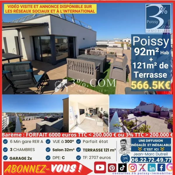 Poissy 78300 – Vente de prestige appartement 4&nbsp;pièces 3&nbsp;chambres