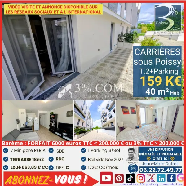 Carrières-sous-Poissy 78955 – Vente appartement 2&nbsp;pièces 1&nbsp;chambre