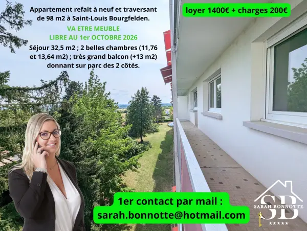 Bourgfelden 68300 – Location appartement 4&nbsp;pièces 2&nbsp;chambres