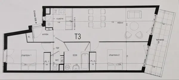 Chantepie 35135 – Vente appartement 3&nbsp;pièces 2&nbsp;chambres