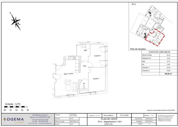 Lodève 34700 – Vente appartement 3&nbsp;pièces 2&nbsp;chambres