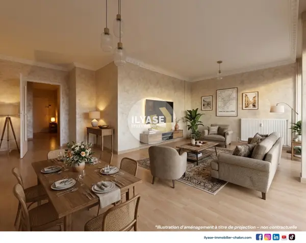 Chalon-sur-Saône 71100 – Vente appartement 4&nbsp;pièces 2&nbsp;chambres