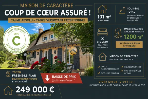 Fresne-le-Plan 76520 – Vente maison/villa 4&nbsp;pièces 3&nbsp;chambres
